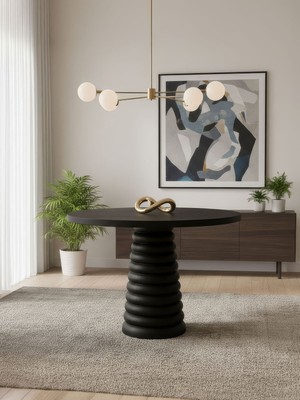 Gazzini Furniture Spirra Yuvarlak Ahşap Yemek Masası 120X120