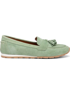 Tergan Yeşil Hakiki Süet Deri Kadın Loafer - K25I1AY68064-S2W