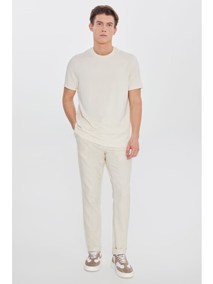 Altınyıldız Classics Erkek Bej Pamuklu Slim Fit Beli Bağlamalı Yan Cepli Esnek Pantolon