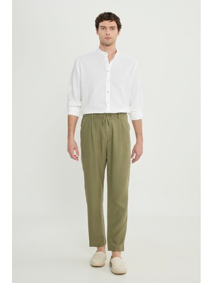 Altınyıldız Classics Yumuşak Dokulu Slim Fit Dar Kesim Beli Bağlamalı Yan Cep Pantolon