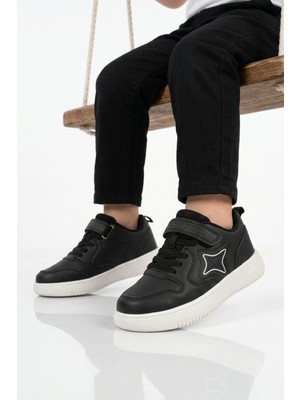 Cool Siyah Cırtlı Hafif Unisex Çocuk Spor Ayakkabı Eldon P