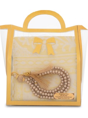 Hayrat Neşriyat Tesbih + Seccade Hediye Seti (Asetat Çantalı, Gold)