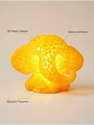 My Craft 3D MYCRAFT3D Sevimli Fil Çocuk Odası Gece Lambası 3D Tasarım LED Işıklı Masaüstü Mesh Dekor Hediyelik