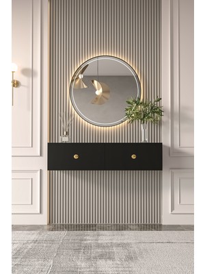 Feyza Design Modern Siyah Gold Dresuar, Şık ve Işlevsel Dekorasyon Parçası