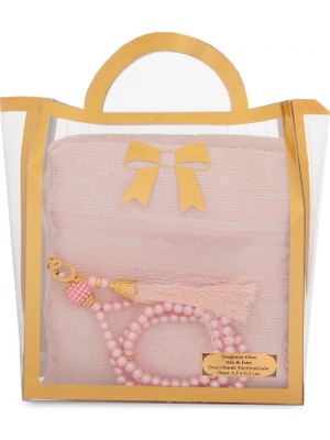 Hayrat Neşriyat Tesbih + Seccade Hediye Seti (Asetat Çantalı, Pembe)