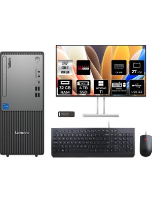 Lenovo Thinkcentre Neo 50T Gen 5 i7 14700 32GB RAM 4TB SSD 27" FHD Win11 Pro 12UAS0GL00P1008 Masaüstü Bilgisayar + Per4 USB