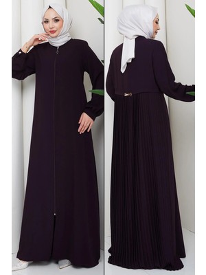 Hafsa Mina Arkası Piliseli Ferace Mor HM2906