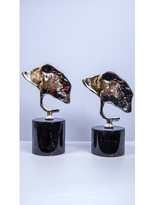 MYBEDESTEN Dekor - Ginko 2'li Yaprak - Gümüş