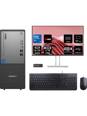 Lenovo Thinkcentre Neo 50T Gen 6 Intel Core Ultra 5 225 16GB 4tb SSD RX550/4GB 27" Fhd Monitör Fdos Masaüstü Bilgisayar & Per4 USB Bellek 13BD007UTRP964