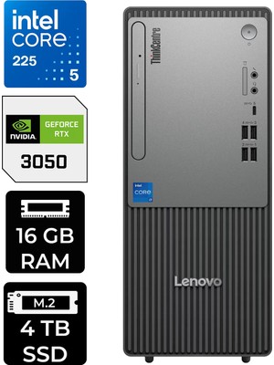 Lenovo Thinkcentre Neo 50T Gen 6 Intel Core Ultra 5 225 16GB 4tb SSD RTX3050/6GB W11H Masaüstü Bilgisayar & Per4 USB Bellek 13BD007UTRP504