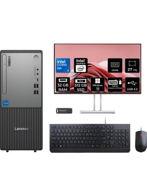 Lenovo Thinkcentre Neo 50T Gen 6 Intel Core Ultra 5 225 32GB 512GB SSD 27" Fhd Monitör W11H Masaüstü Bilgisayar & Per4 USB Bellek 13BD007UTRP925