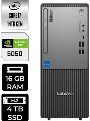 Lenovo Thinkcentre Neo 50T Gen 5 i7 14700 RTX 5050 8GB 16GB RAM 4TB SSD Win11 Pro 12UD001UTRP584 Masaüstü Bilgisayar + Per4 USB