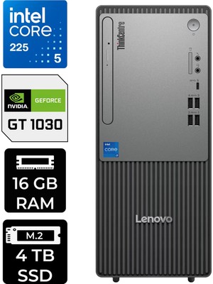 Lenovo Thinkcentre Neo 50T Gen 6 Intel Core Ultra 5 225 16GB 4tb SSD GT1030/4GB W11P Masaüstü Bilgisayar & Per4 USB Bellek 13BD007UTRP464