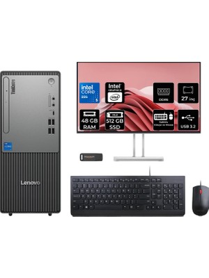 Lenovo Thinkcentre Neo 50T Gen 6 Intel Core Ultra 5 225 48GB 512GB SSD 27" Fhd Monitör Fdos Masaüstü Bilgisayar & Per4 USB Bellek 13BD007UTRP909