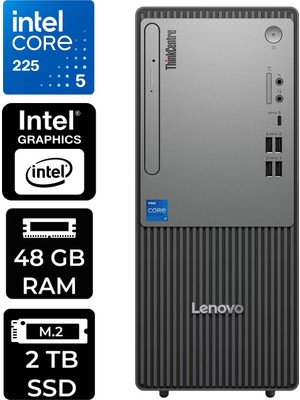 Lenovo Thinkcentre Neo 50T Gen 6 Intel Core Ultra 5 225 48GB 2tb SSD Fdos Masaüstü Bilgisayar & Per4 USB Bellek 13BD007UTRP311