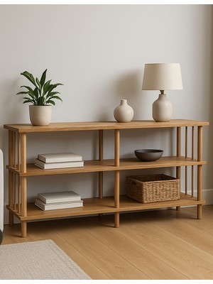 Feyza Design Modern Çok Amaçlı Ahşap Dekoratif Konsol ve Raflı Tasarım