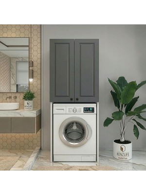 Kenz Life Kenzlife Membran Çamaşır-Kurutma-Bulaşık Makinesi Dolabı Mahidevran Gribyz Çerçeve 180*70*60 Mebran Kapak Mdf Gövde
