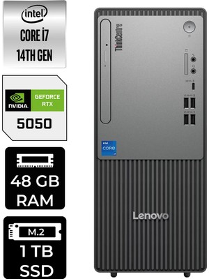 Lenovo Thinkcentre Neo 50T Gen 5 i7 14700 RTX 5050 8GB 48GB RAM 1TB SSD Win11 Pro 12UAS0GL00P590 Masaüstü Bilgisayar + Per4 USB