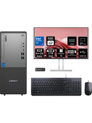 Lenovo Thinkcentre Neo 50T Gen 6 Intel Core Ultra 5 225 64GB 2tb SSD 27" Fhd Monitör W11P Masaüstü Bilgisayar & Per4 USB Bellek 13BD007UTRP955
