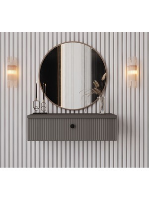 Feyza Design Modern Gri Mdf Duvara Monte Kapaklı 69 cm Dresuar, Şık ve Fonksiyonel Tasarım