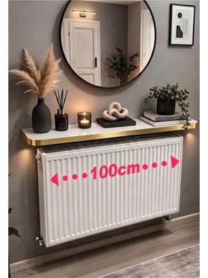 MZ Ahşap Petek Üstü Raf Uçan Raf Beyaz Altın Rengi 16X100 cm