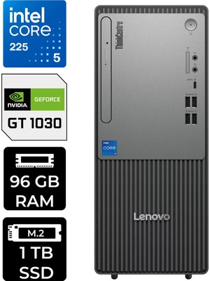 Lenovo Thinkcentre Neo 50T Gen 6 Intel Core Ultra 5 225 96GB 1tb SSD GT1030/4GB Fdos Masaüstü Bilgisayar & Per4 USB Bellek 13BD007UTRP438