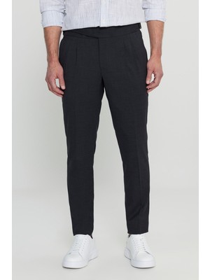 Altınyıldız Classics Erkek Gri Slim Fit Dar Kesim Beli Lastikli Yan Cep Rahat Pantolon
