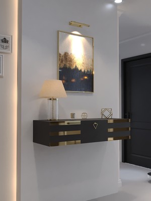 Feyza Design Parlak Antrasit Gold Karnaval Dresuvar, Şık ve Göz Kamaştırıcı Tasarım