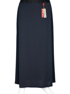 Hermevsim Hesna Kadın Duru Büyük Beden Krep Çan Astarlı Lacivert Etek