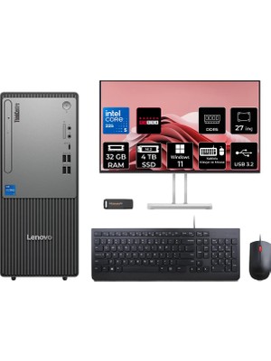 Lenovo Thinkcentre Neo 50T Gen 6 Intel Core Ultra 5 225 32GB 4tb SSD RX550/4GB 27" Fhd Monitör W11P Masaüstü Bilgisayar & Per4 USB Bellek 13BD007UTRP1008