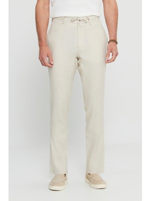 Altınyıldız Classics Slim Fit Beli Bağlamalı Yan Cepli Balıksırtı Desenli Pantolon