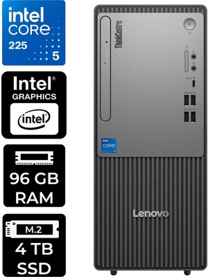 Lenovo Thinkcentre Neo 50T Gen 6 Intel Core Ultra 5 225 96GB 4tb SSD Fdos Masaüstü Bilgisayar & Per4 USB Bellek 13BD007UTRP320