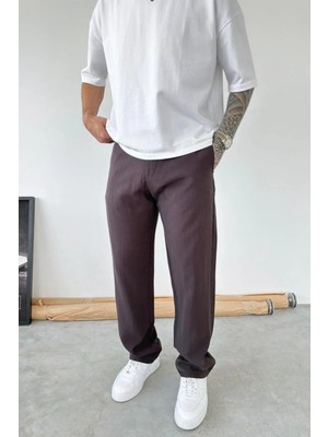 HAFKA Kahverengi Modal Kumaş Baggy Pantolon