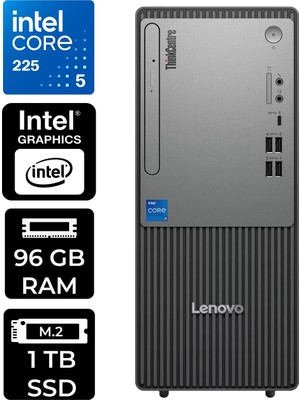 Lenovo Thinkcentre Neo 50T Gen 6 Intel Core Ultra 5 225 96GB 1tb SSD Fdos Masaüstü Bilgisayar & Per4 USB Bellek 13BD007UTRP318