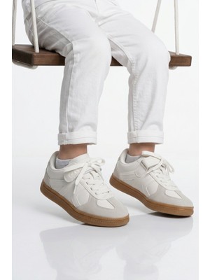 Cool Beyaz Cırtlı Bağcıklı Unisex Çocuk Spor Ayakkabı Berry F