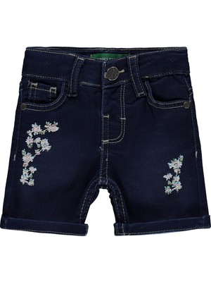 Tommiks Kids Çiçek Nakışlı 6-24 Ay Şort - Mavi