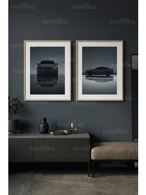 Tontilika Modern Minimalist Spor Otomobil Sanatı 2’li Ahşap Çerçeveli Tablo Seti