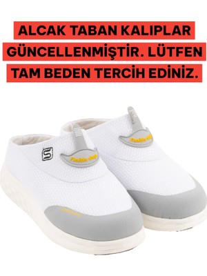 Sandal Spor Kadın Ince Taban Ortopedik File Sabo Doktor Hemşire Hastane Aşçı Terliği SS001-0258 Beyaz