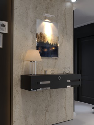 Feyza Design Parlak Antrasit Silvery Karnaval Dresuar, Şık ve Modern Tasarım