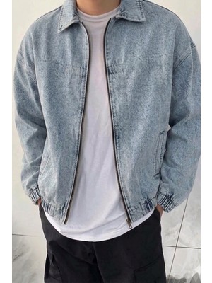 Tarz Cool Erkek Oversize Bomber Ceket Fermuarlı Basic Günlük Şık Mont