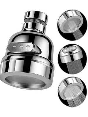 Mi-Ça Home Uzun Musluk Başlığı, 360 ° Döner, Su Tasarruflu, 3 Fonksiyonlu, Difüzör, Yağmur, Sprey Modu, Kolay Montaj, Adaptörlü Musluk Aparatı