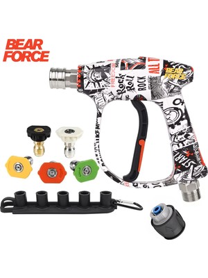 Robeve Bear Force Pop-Art Tasarım Araç Yıkama Tabancası 5li Nozzle Set ve Kemer Klipsli Ile Birlikte Profesyonel Pop-Art Tasarım Oto Yıkama Tabancası