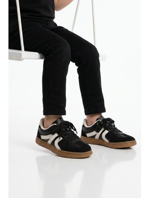 Cool Siyah Cırtlı Bağcıklı Unisex Çocuk Spor Ayakkabı Berry F