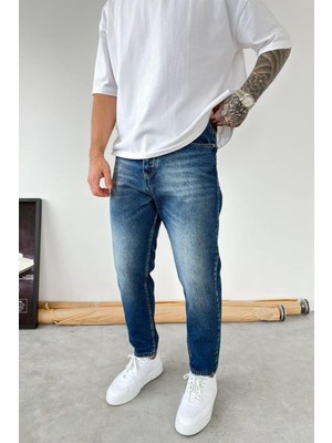 HAFKA Koyu Mavi Soft Degrade Boyfriend Pantolon