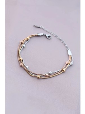 Uravas Store Kararmaz Çelik Gümüş Renk Top Zincirli Kadın Bileklik - TJ-BB4172