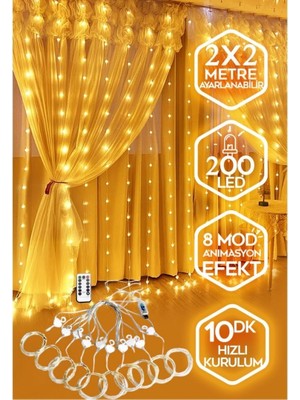 Çılgıntrend 200 Led'li 2x2 Metre Animasyonlu Perde LED Işık - Günışığı