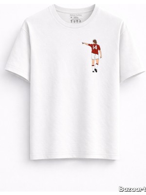 Rabona Fashion Johan Cruyff "total Futbol" Ikonik Tasarım %100 Pamuklu Beyaz Tişört - Hollanda Efsanesi