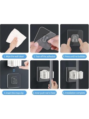 Mi-Ça Home MC-623 Yapışkanlı Pratik Mop Tutucu 4 Adet Beyaz