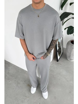 HAFKA Gri Basic Oysh Kumaş Oversize Tişört