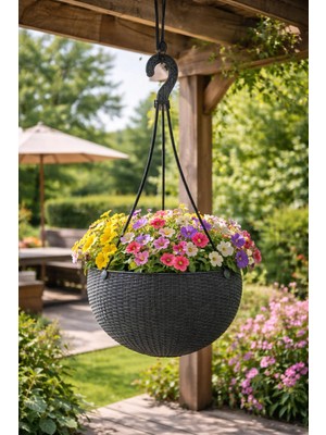 Binbirreyon Rattan Askılı Saksı 26CM Çiçek Saksısı AH164